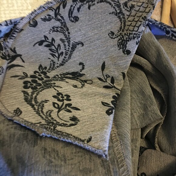 Vintage Penningtons Wallpaper Damask Print Short Sleeve Button Down Top - Picture 9 of 16